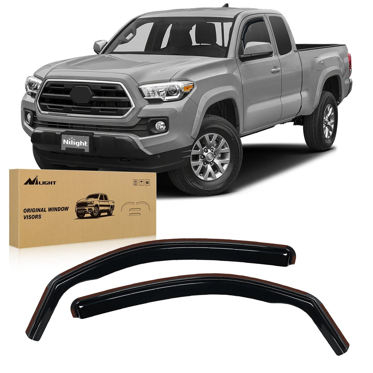 Rain Guards Window Deflectors for Toyota Tacoma Access Cab/Tacoma Double Cab 2016 2017 2018 2019 2020 2021 2022 2023 2024 Vent Window Visors, Rain Guards-2PCS