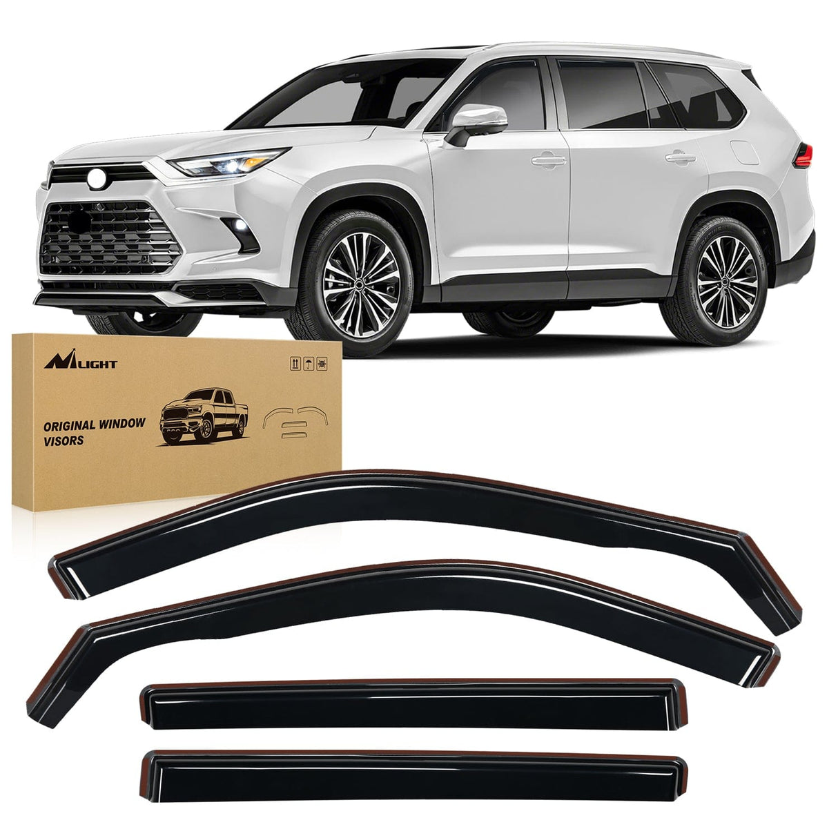 Rain Guards Window Deflectors for Toyota Highlander 2020 2021 2022 2023 2024 2025 Vent Window Visors, Rain Guards-4PCS
