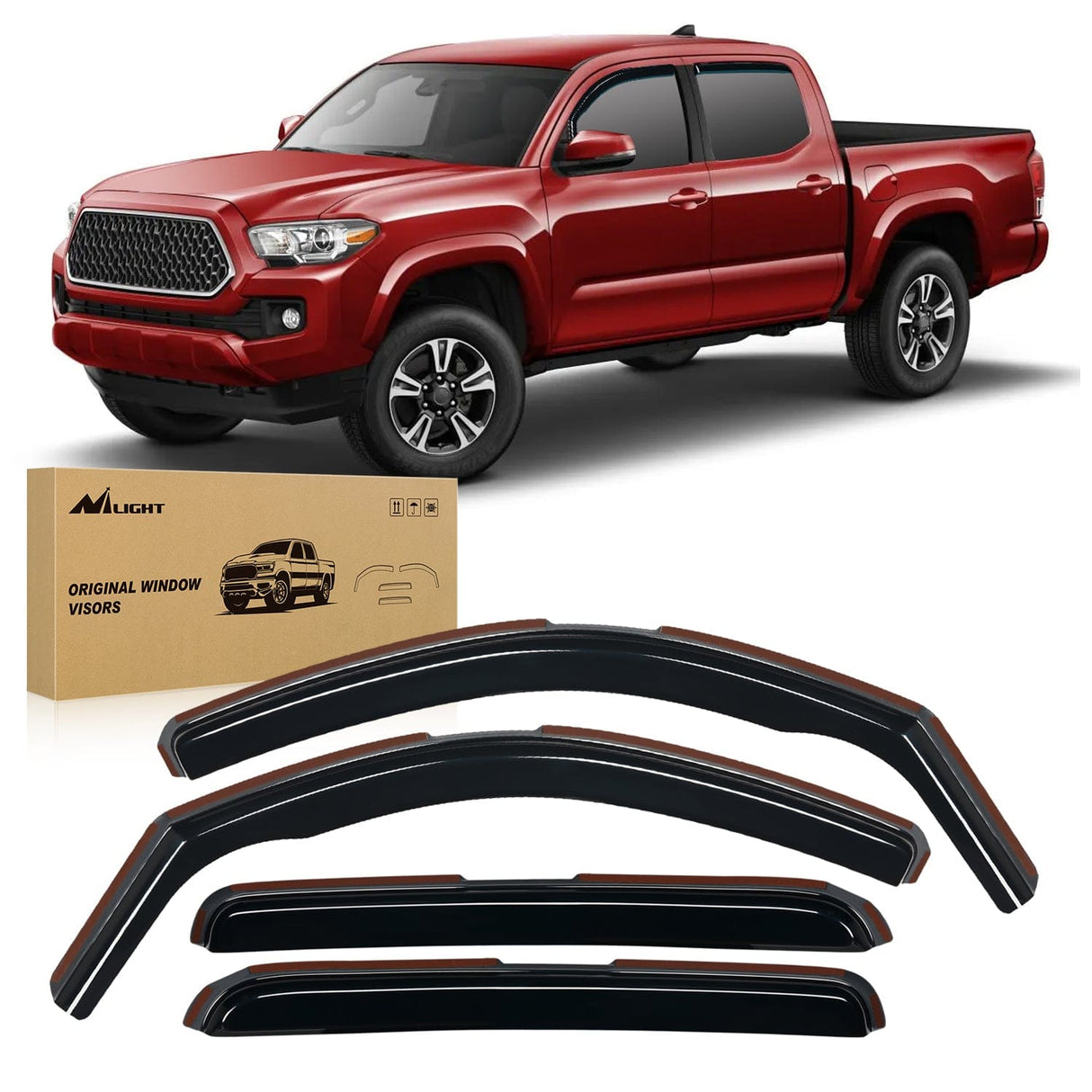 Rain Guards Rain Guards for Tacoma 2005 2006 2007 2008 2009 2010 2011 2012 2013 2014 2015 Double Cab Original Window Deflectors, Vent Window Visors-4PCS