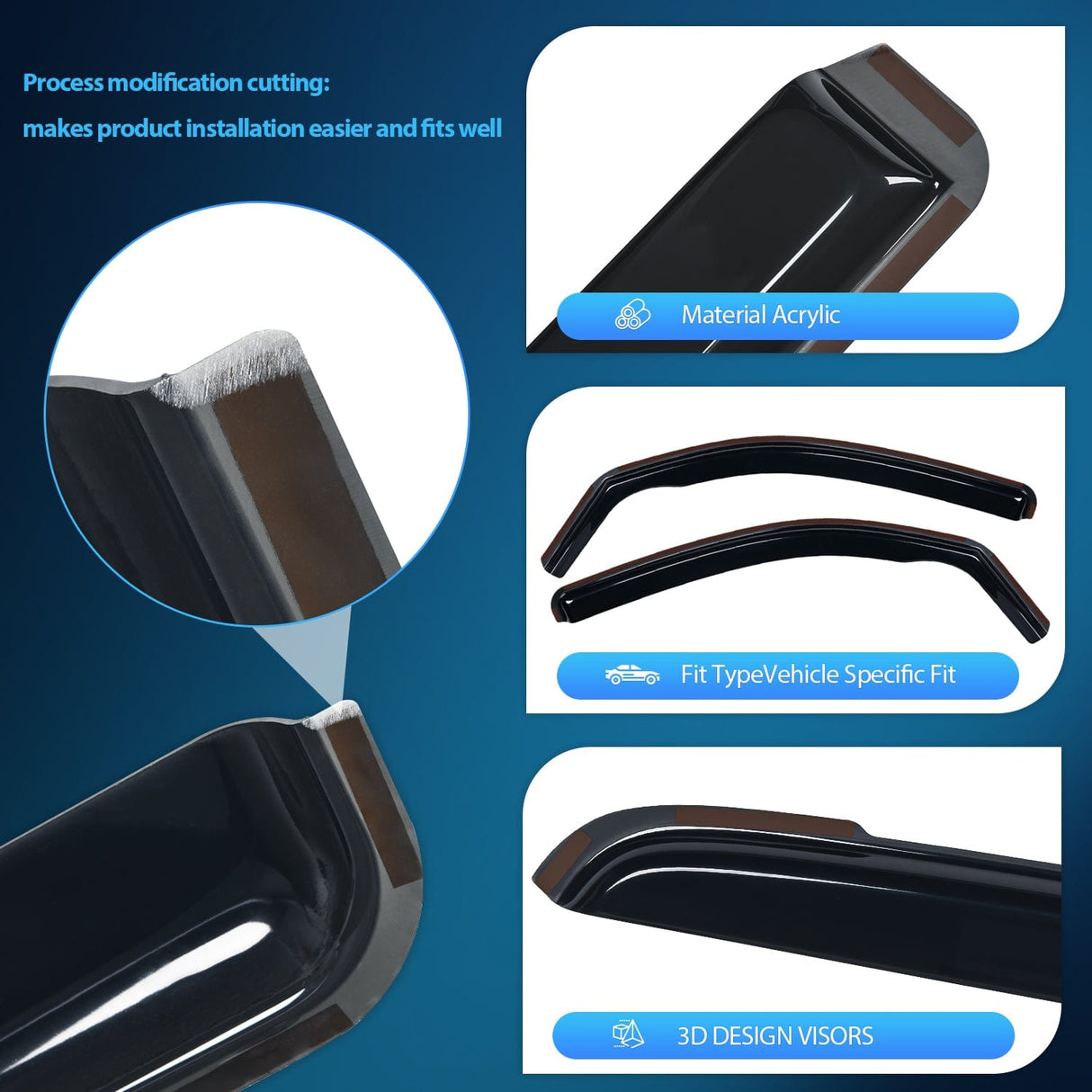 Rain Guards Window Deflectors for Toyota Tacoma Access Cab/Tacoma Double Cab 2016 2017 2018 2019 2020 2021 2022 2023 2024 Vent Window Visors, Rain Guards-2PCS