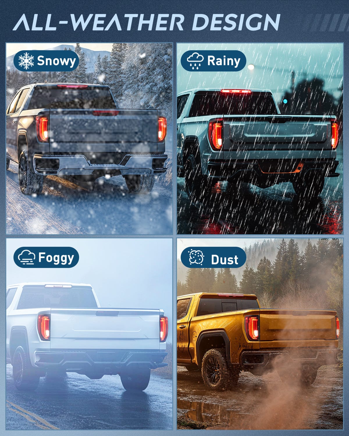 Taillight Assembly Taillight Assembly Compatible with GMC 2019 2020 2021 2022 2023 2024 Sierra 1500 LED Type Tail Lights 2020-2024 Sierra 2500HD 3500HD Rear Lamp Replacement Driver and Passenger Side