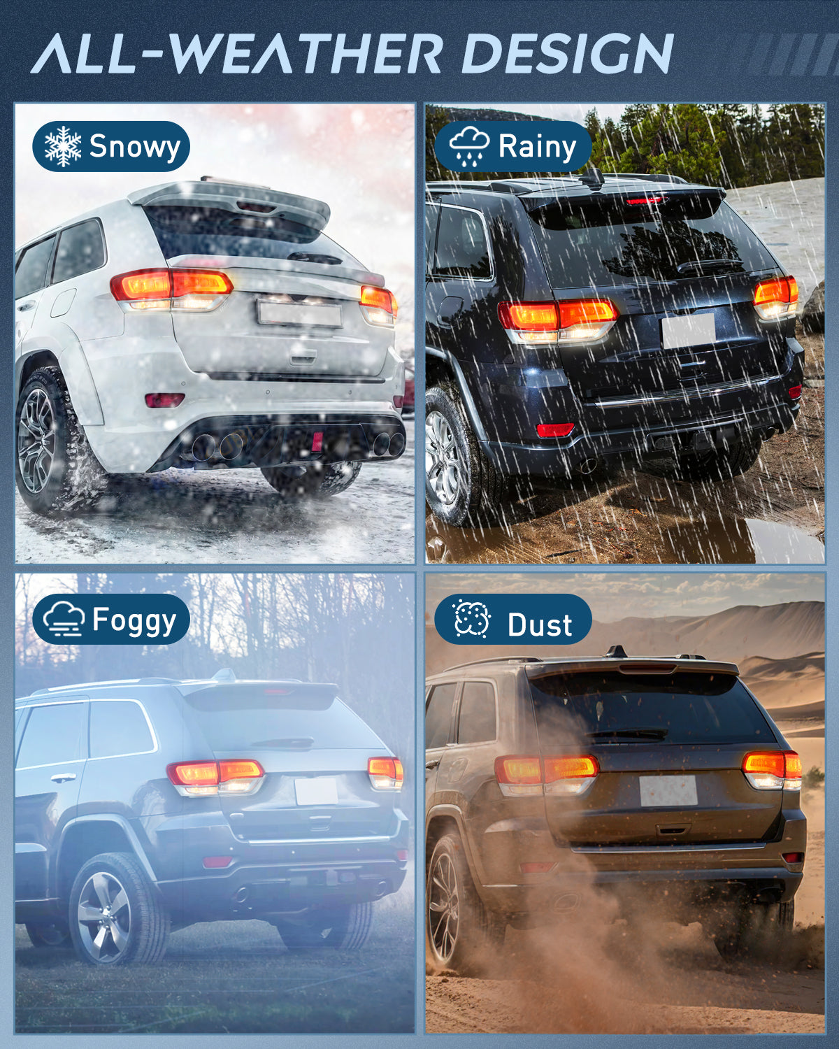 Taillight Assembly Compatible with 2014 2015 2016 2017 2018 2019 2020 Jeep Grand Cherokee Laredo/Limited/Overland/Summit Tail Lights Driver and Passenger Side w/Bulbs 4 PCS