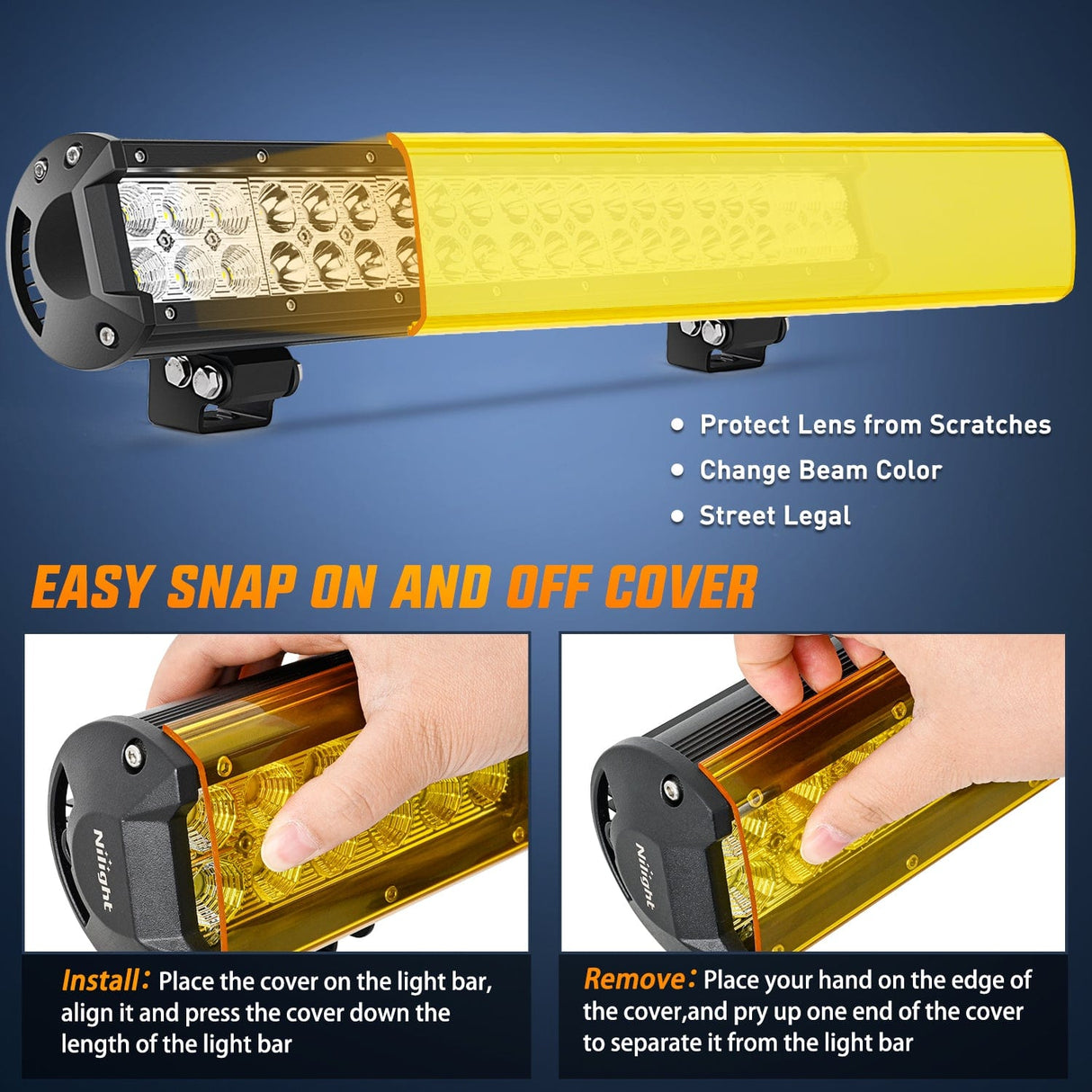LED Light Bar 20 Inch 126W Double Row Spot Flood Led Light Bar with Amber/Black Covers