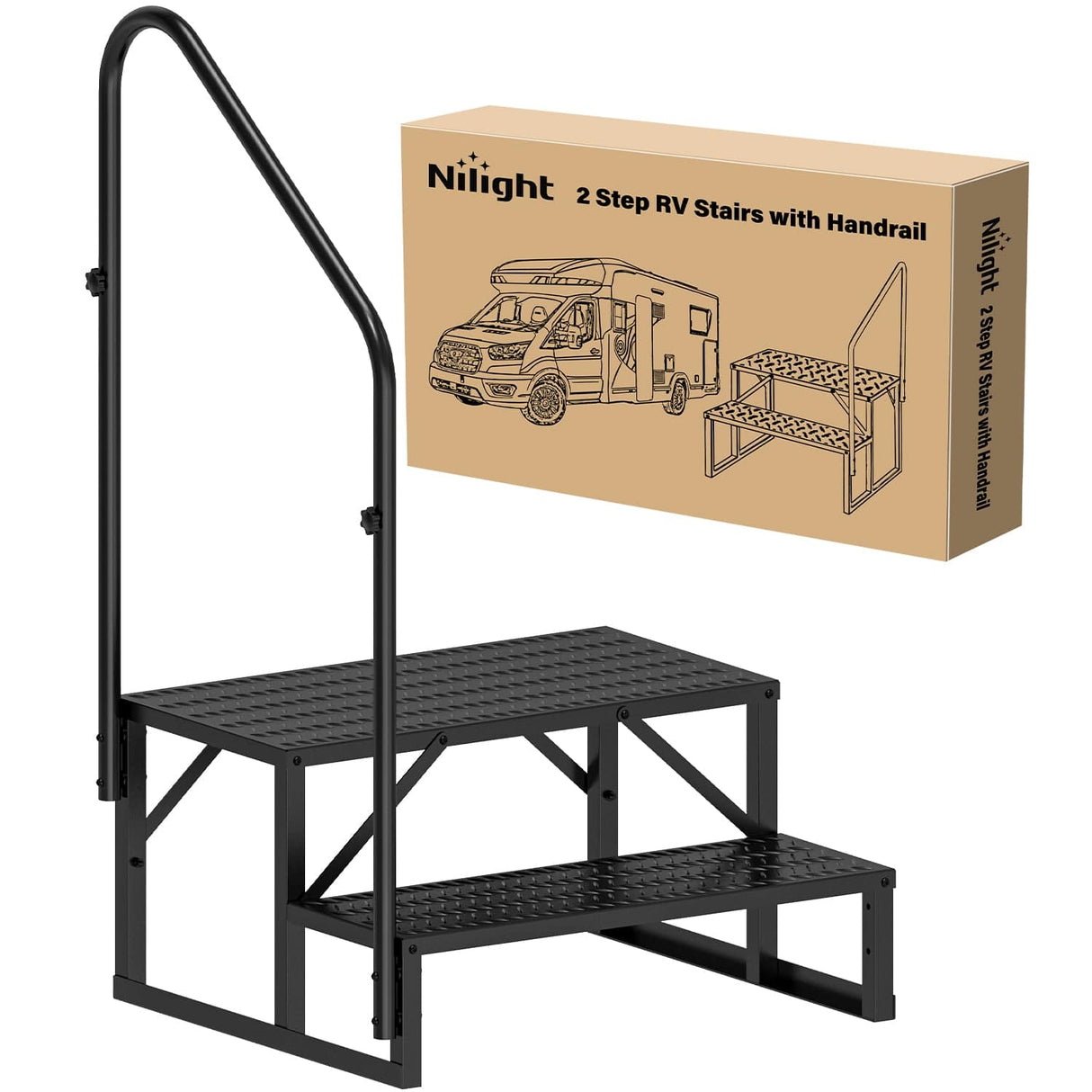 RV Parts 2 Steps RV Stairs with Handrail