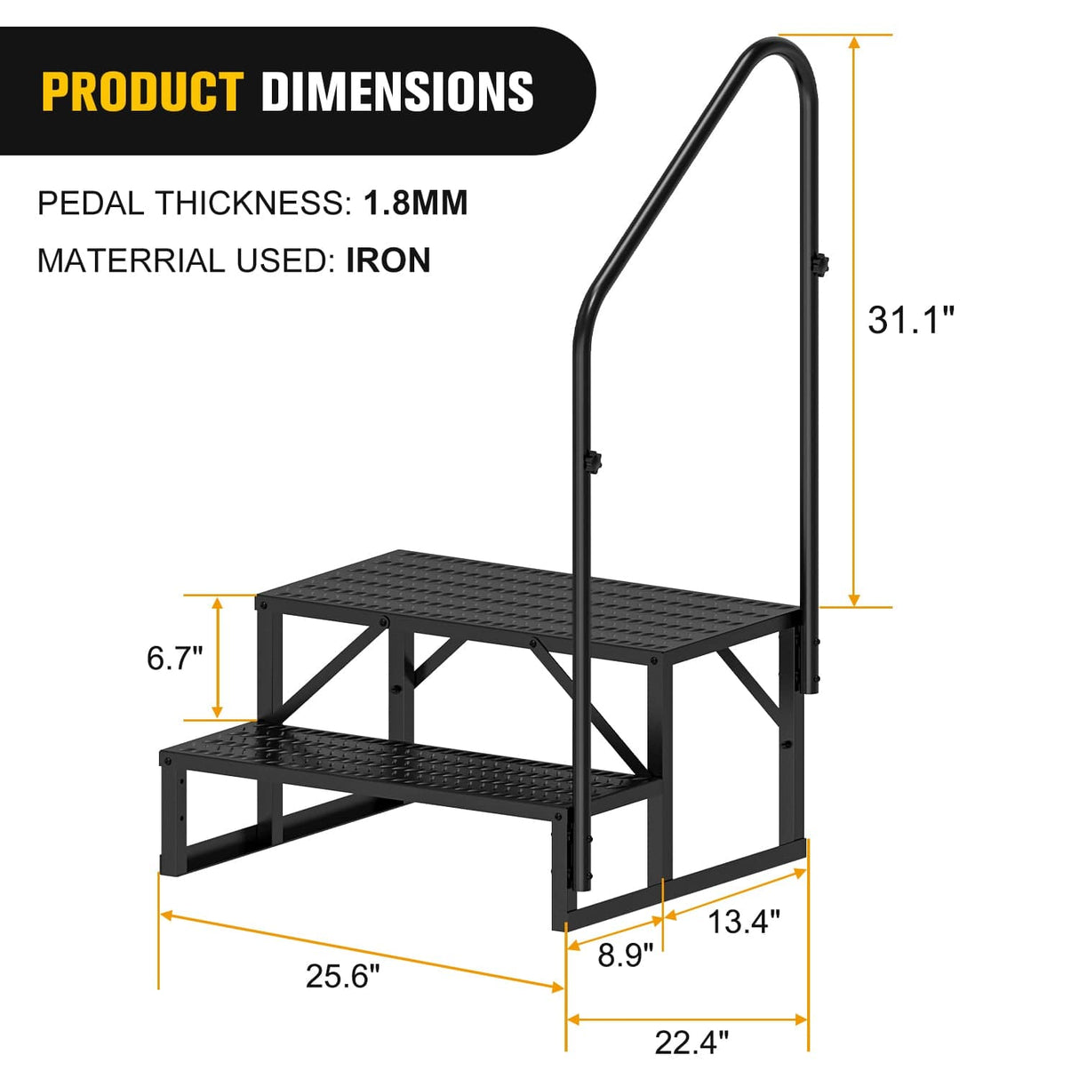 RV Parts 2 Steps RV Stairs with Handrail