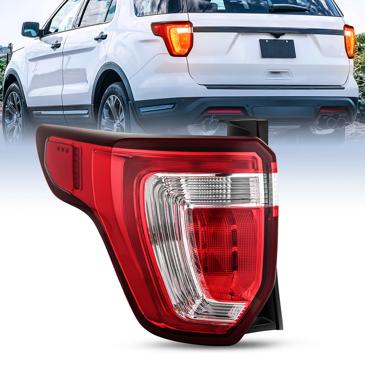 Nilight Taillight Assembly Compatible with 2016 2017 2018 2019 Ford Explorer Rear Lamp Replacement OE Style LED and halogen bulbs Driver Side