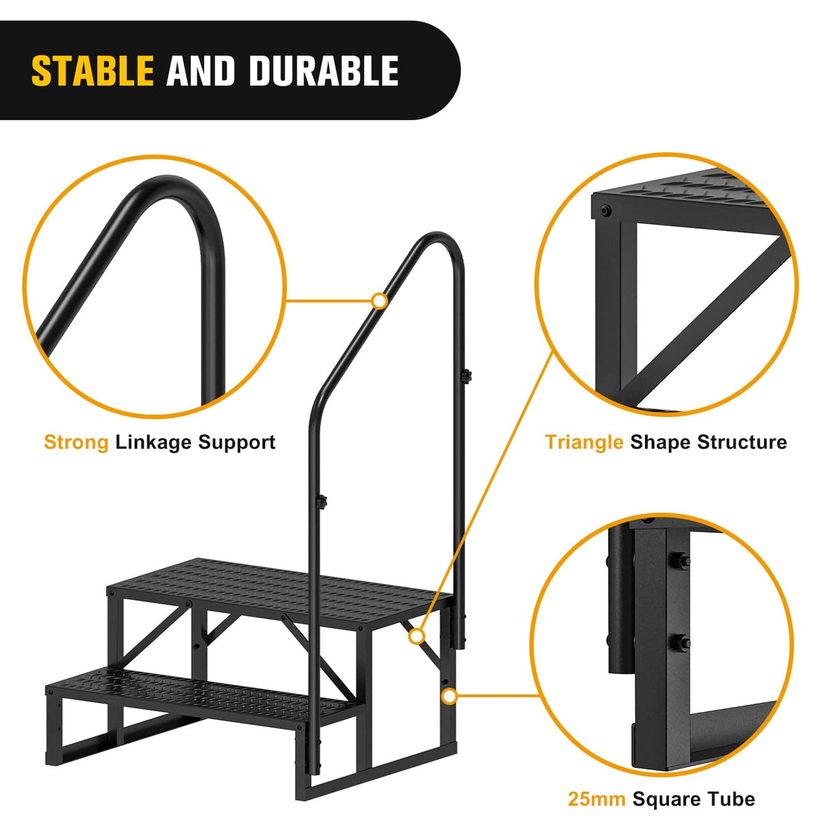 RV Parts 2 Steps RV Stairs with Handrail