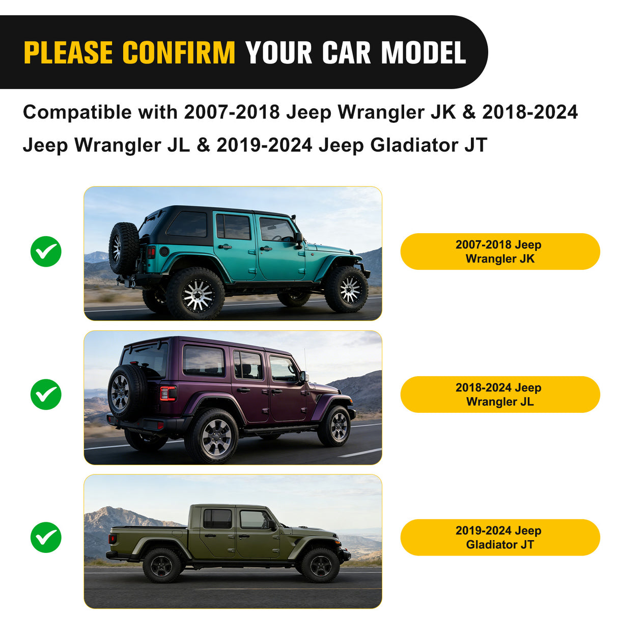 2007 2008 2009 2010 2011 2012 2013 2014 2015 2016 2017 2018 Jeep Wrangler JK 2018 2019 2020 2021 2022 2023 2024 Jeep Wrangler; 2019 2020 2021 2022 2023 2024 Jeep Gladiator JT Roof Rack Cross Bars Aluminum Anti-Theft Lock