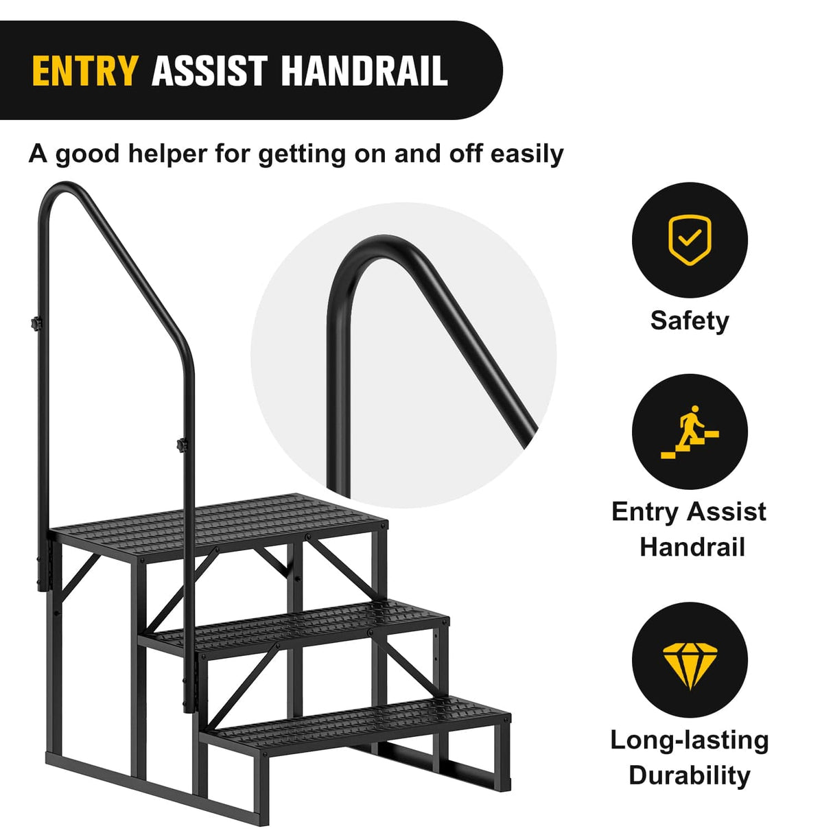 RV Parts 3 Steps RV Stairs with Handrail