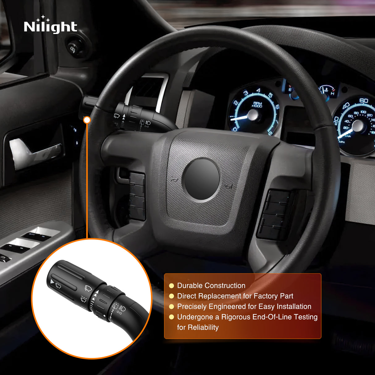 Rocker Switch Turn Signal Switch Compatible with 2008 2009 2010 2011 2012 Ford Escape 2008-2011 Mercury Mariner 2008-2011 Mazda Tribute Windshield Wiper Combination Switches