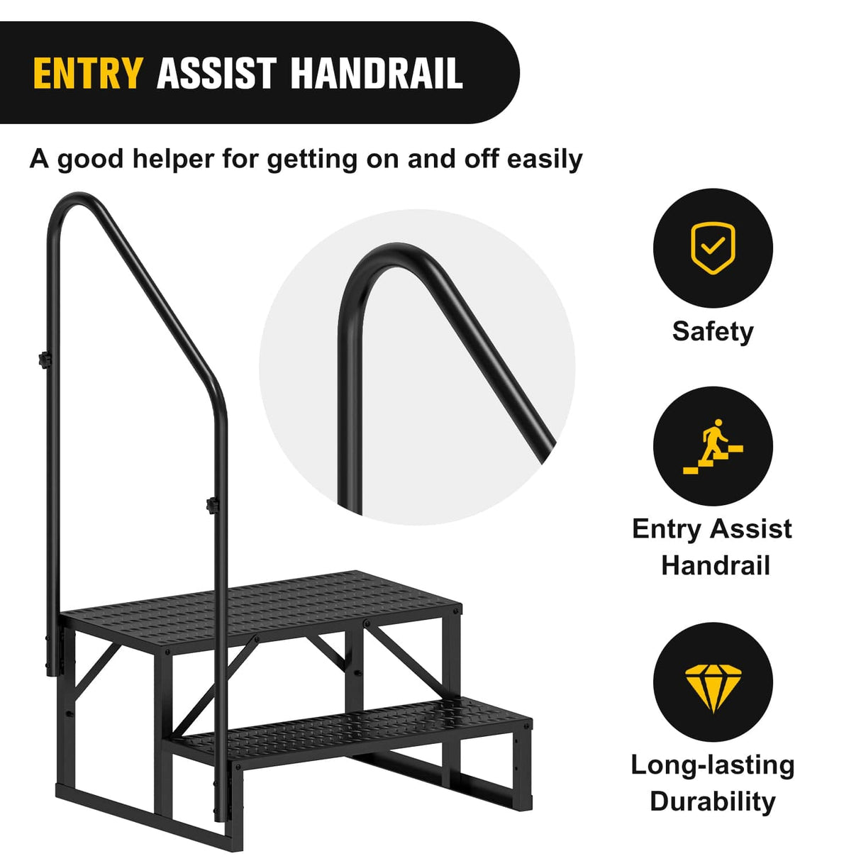 RV Parts 2 Steps RV Stairs with Handrail