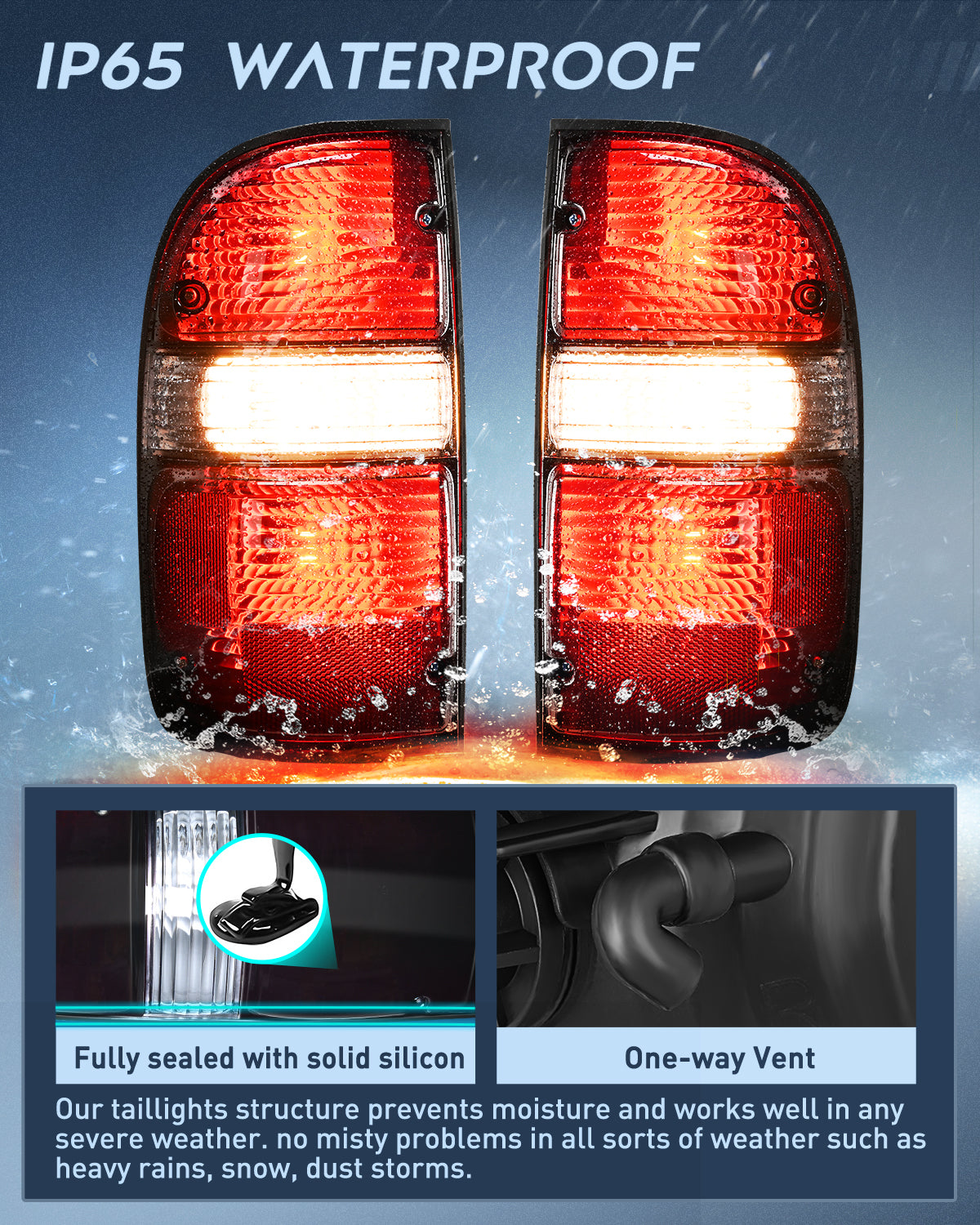 Taillight Assembly Compatible with 2001 2002 2003 2004 Toyota Tacoma Rear Lamp Replacement with Dark Red Housing Tail Lights Driver and Passenger Side