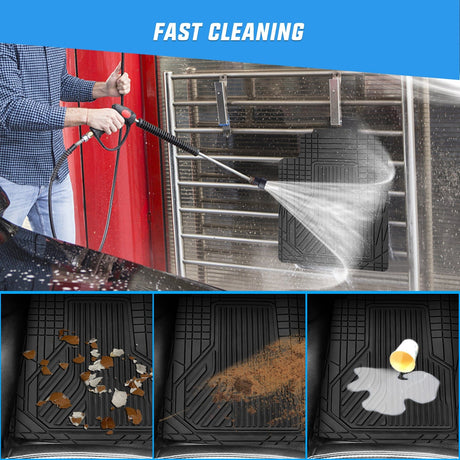 Floor Mat 3Pcs Rubber Cargo Mats Universal Trim to fit Most Vehicles