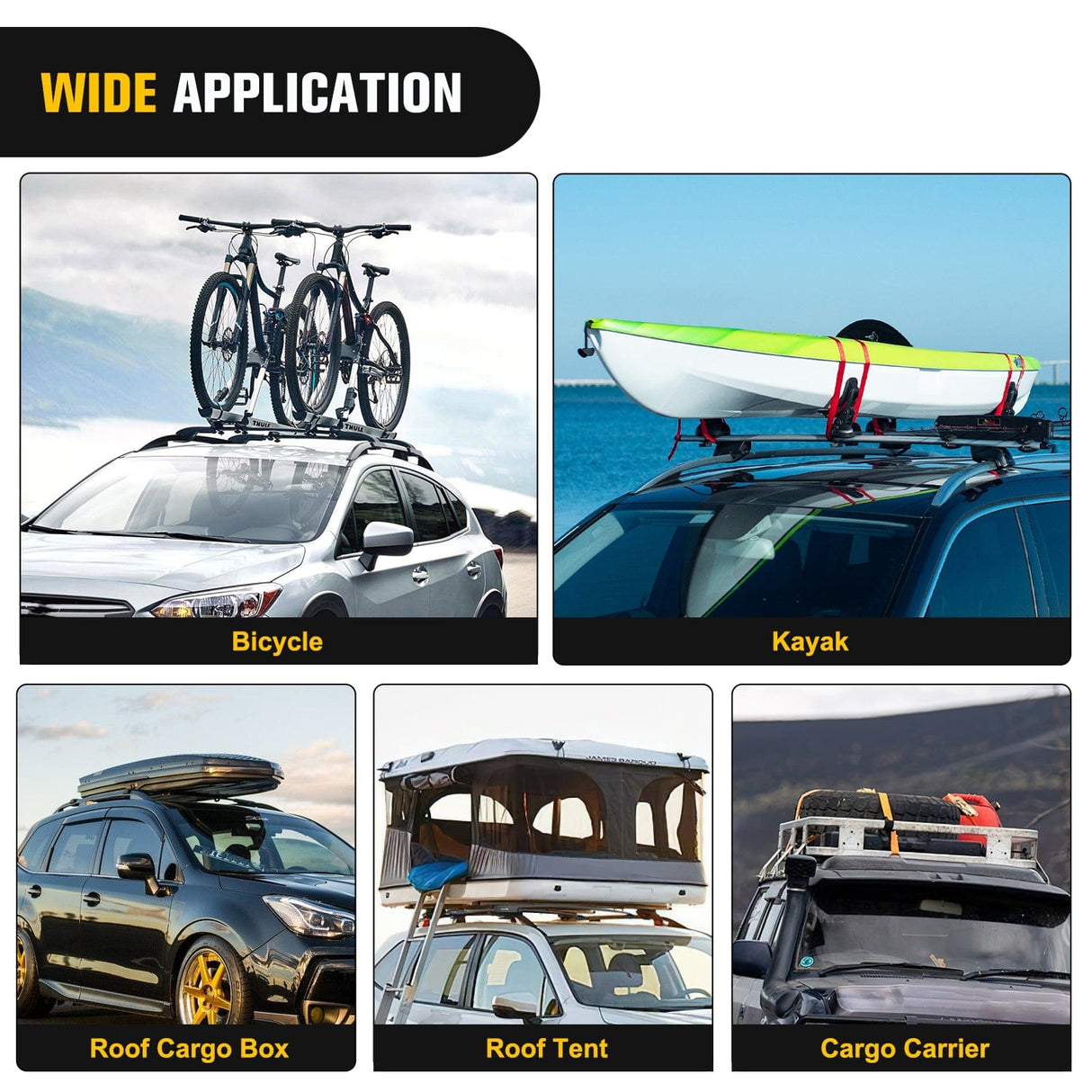 Roof Rack 2007 2008 2009 2010 2011 2012 2013 2014 2015 2016 2017 2018 Jeep Wrangler JK 2018 2019 2020 2021 2022 2023 2024 Jeep Wrangler; 2019 2020 2021 2022 2023 2024 Jeep Gladiator JT Roof Rack Cross Bars Aluminum Anti-Theft Lock