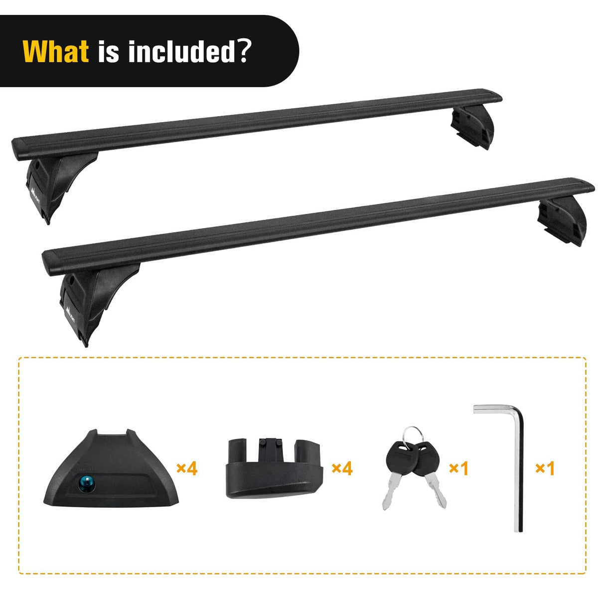 Roof Rack 2007 2008 2009 2010 2011 2012 2013 2014 2015 2016 2017 2018 Jeep Wrangler JK 2018 2019 2020 2021 2022 2023 2024 Jeep Wrangler; 2019 2020 2021 2022 2023 2024 Jeep Gladiator JT Roof Rack Cross Bars Aluminum Anti-Theft Lock