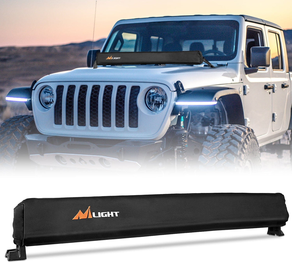 light cover LED Light Bar Cover 32 Inches Black Nylon Protective Sleeve Universal Fit Straight and Curved Bar Waterproof Dustproof Scratch-Proof Light Cover for Driving Off Road Lights