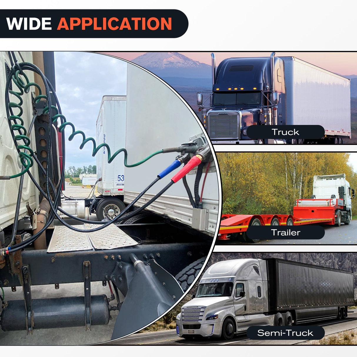 Wiring Harness Kit 12FT Air Line Hose Assembly Rubber Air Hose 1/2in NPT Swivel