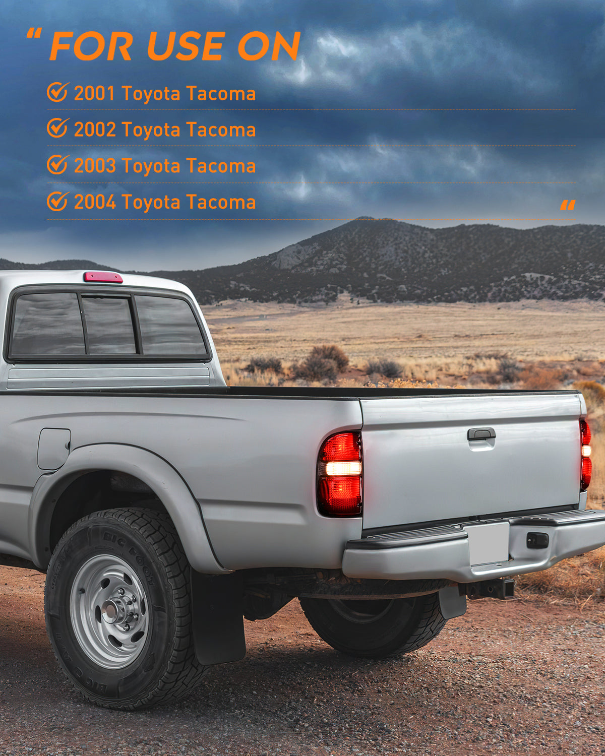 Taillight Assembly Compatible with 2001 2002 2003 2004 Toyota Tacoma Rear Lamp Replacement with Dark Red Housing Tail Lights Driver and Passenger Side