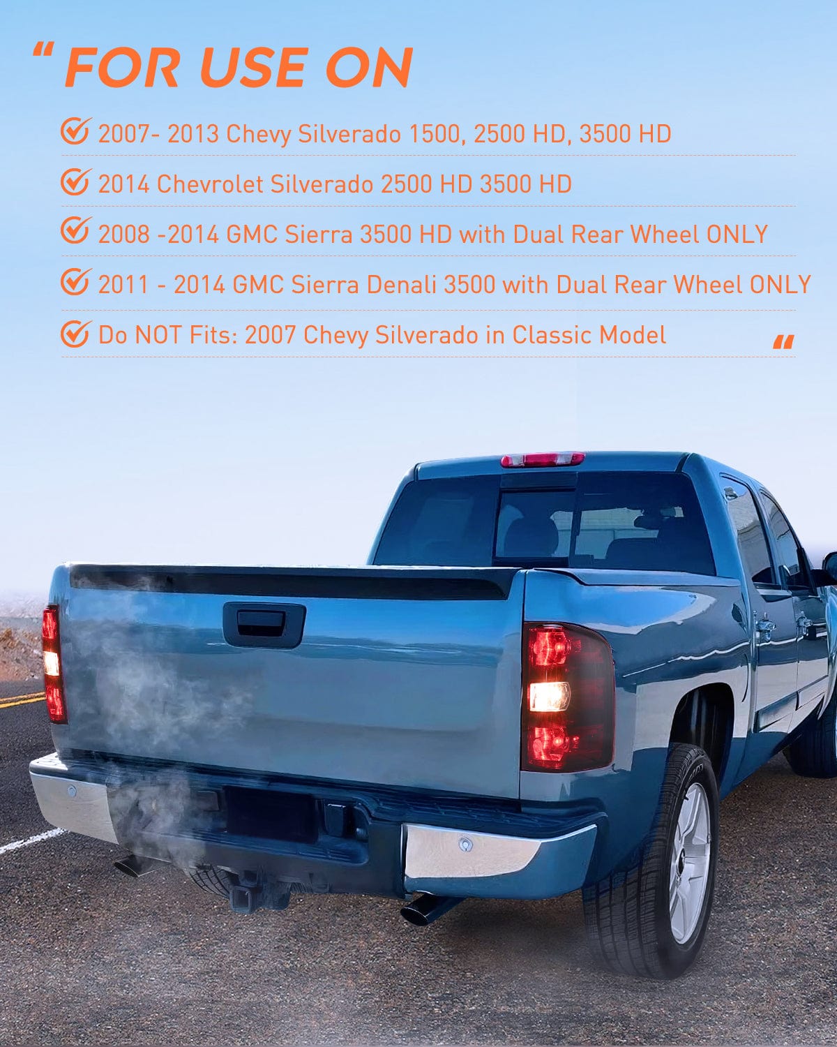 Taillight Assembly Taillight Assembly Compatible with 2007 2008 2009 2010 2011 2012 2013 2013 2014 Chevy Silverado 1500 2500HD 3500HD 2007-2013 GMC Sierra 3500HD Rear Lamp Replacement with Dark Red Lens Passenger