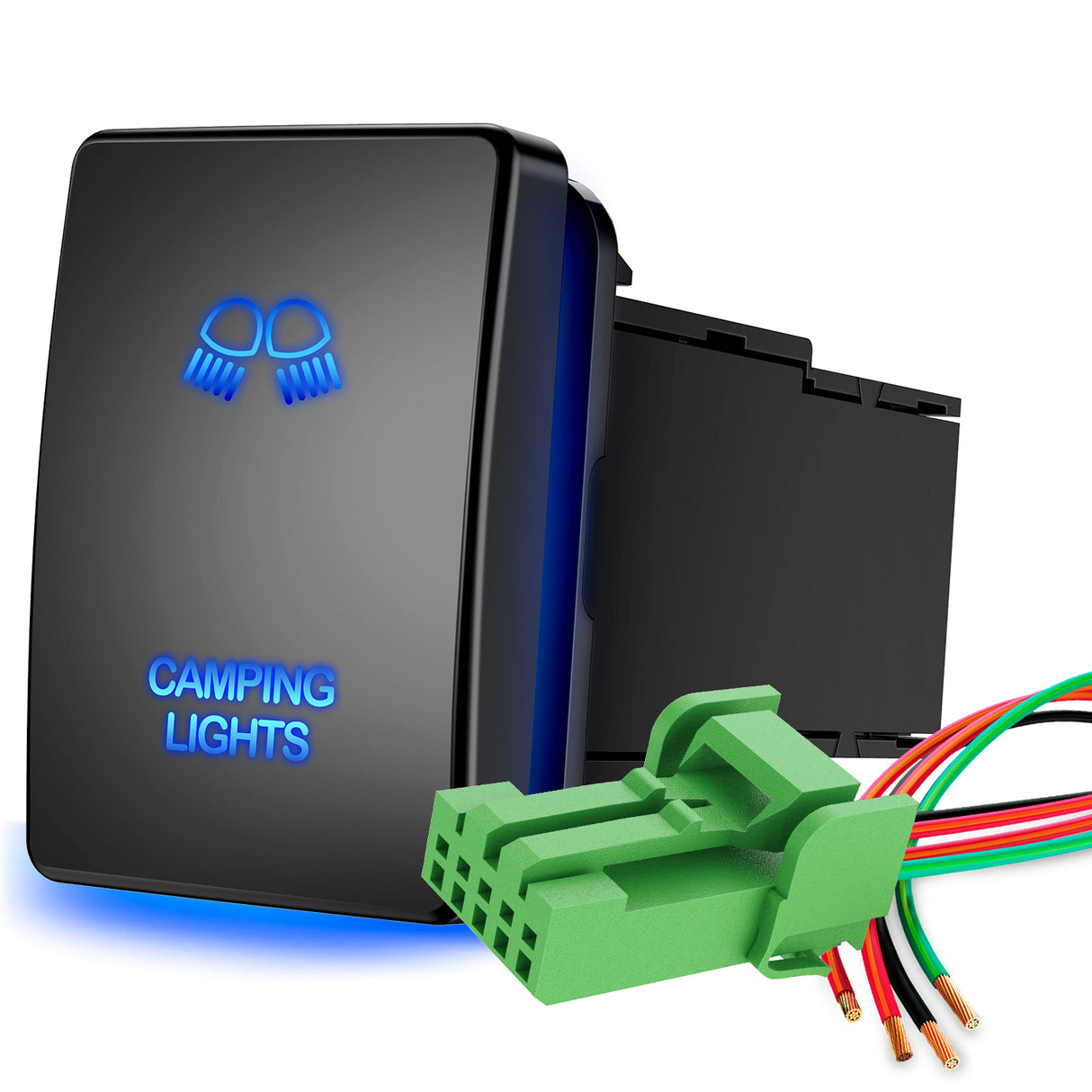 Nilight Camping Lights Push Button Switch 12V ON Off Switches with Connector Wire Kit 1.28Inch x 0.87Inch Replacement for Toyota Sequoia Highlander Tacoma Tundra 4Runner RAVR Yaris