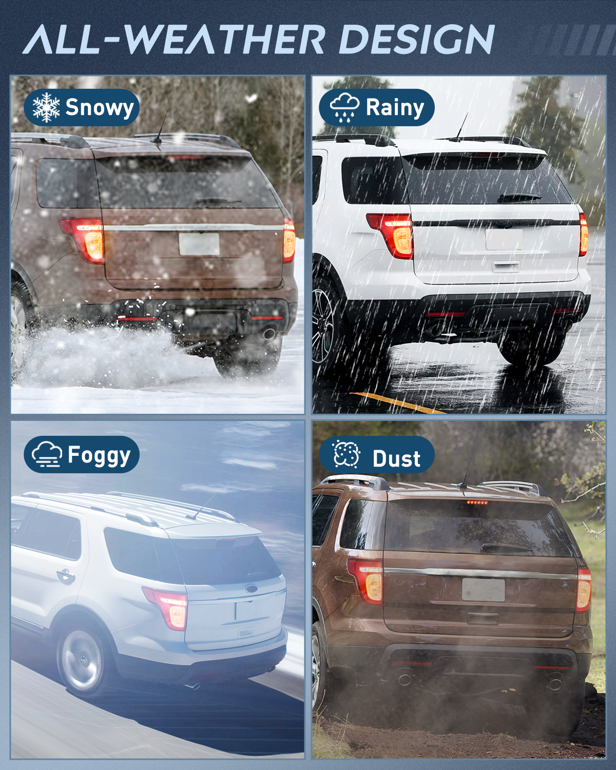 Nilight Taillight Assembly Compatible with 2011 2012 2013 2014 2015 Ford Explorer Rear Lamp Replacement OE Style with LED and halogen bulbs Driver Side and Passenger Side