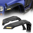 Fender 2007 2008 2009 2010 2011 2012 2013 2014 2015 2016 2017 2018 Jeep Wrangler JK 2/4 Door Wide Flat Front Fender Flares w/LED Lights Turn Signal Lights DRL