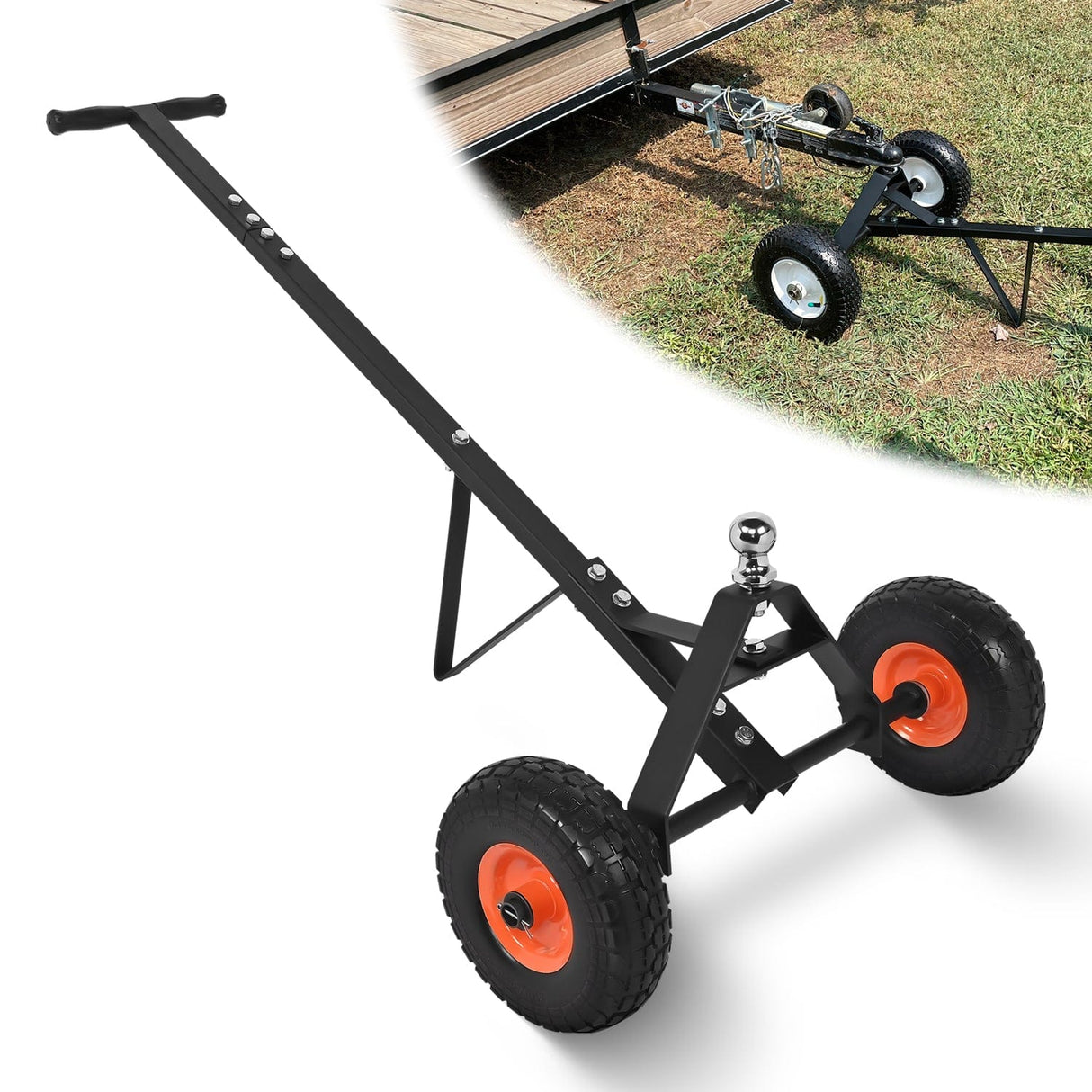 Trailer Dolly Boat Trailer Dolly Solid Steel Heavy Duty 600 Pound Capacity with 12Inch Polyurethane Tires 1-7/8Inch Hitch Ball