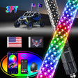 LED Whip Light 2Pcs 3FT Spiral Antenna Bluetooth Remote App Control Led Fat Whip Light