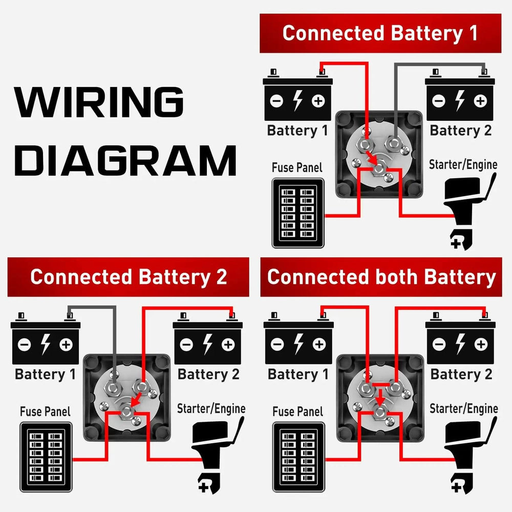 Rocker Switch 1-2-Both-Off Battery Disconnect Switch kits