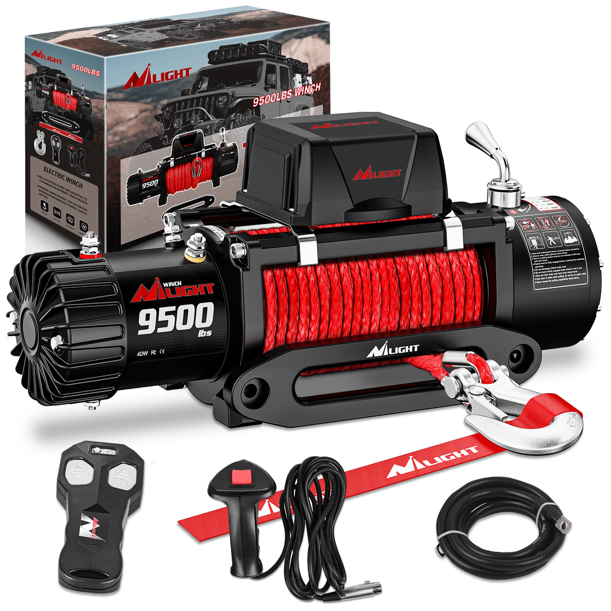 winch hook 9500 lb ATV/UTV Electric Winch Kit With Synthetic Winch Rope