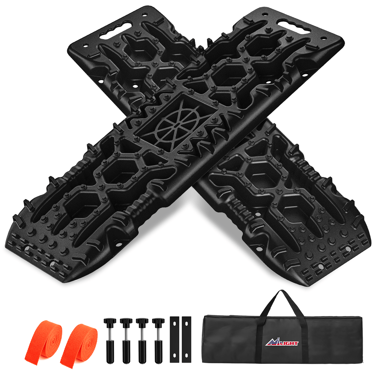 Traction Boards Off-Road Recovery Traction Boards For 4WD 4X4 with Jack Lift & Carry Bag (Black)