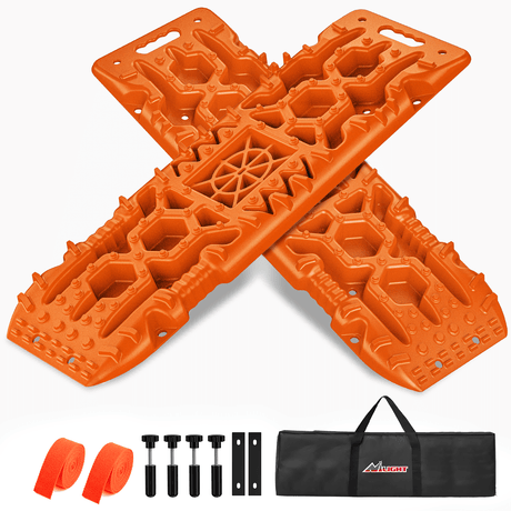 Traction Boards Off-Road Recovery Traction Boards For 4WD 4X4 with Jack Lift & Carry Bag (Orange)