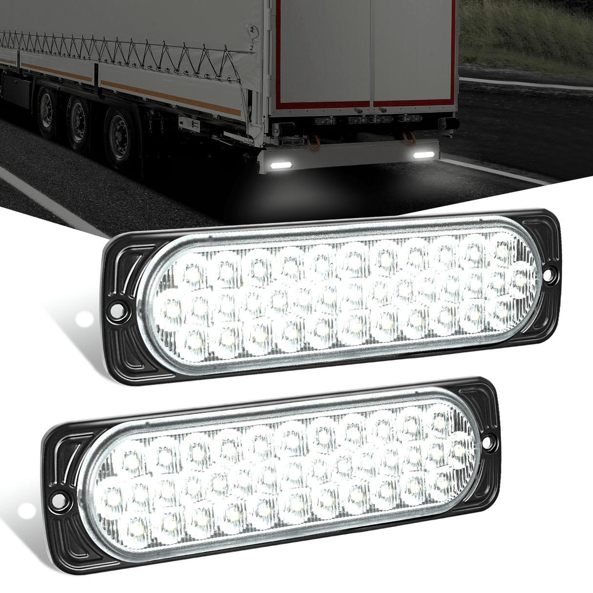 Tail Brake Turn Reverse Lights 7.5 Inch Aluminum Housing Tail Light 2 PCS 36 LED White Back Up Reverse Marker Light