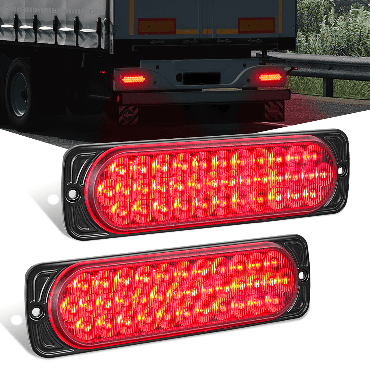 Tail Brake Turn Reverse Lights 7.5 Inch Aluminum Housing Tail Light 2 PCS 36LED Red Running Brake Turn Signals Marker Light