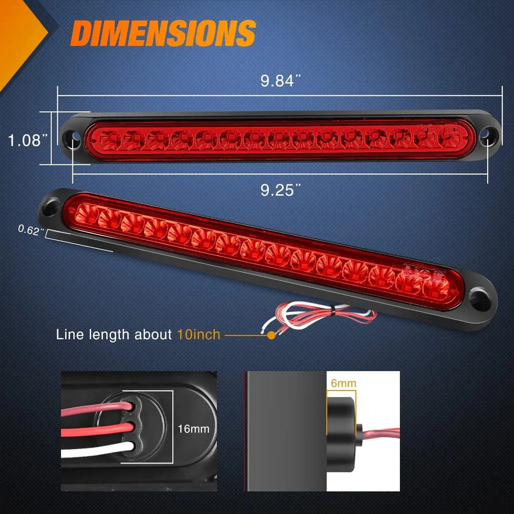 LED ID Bars 10 Inch 15 LEDs Red Trailer Light Bar (Pair)