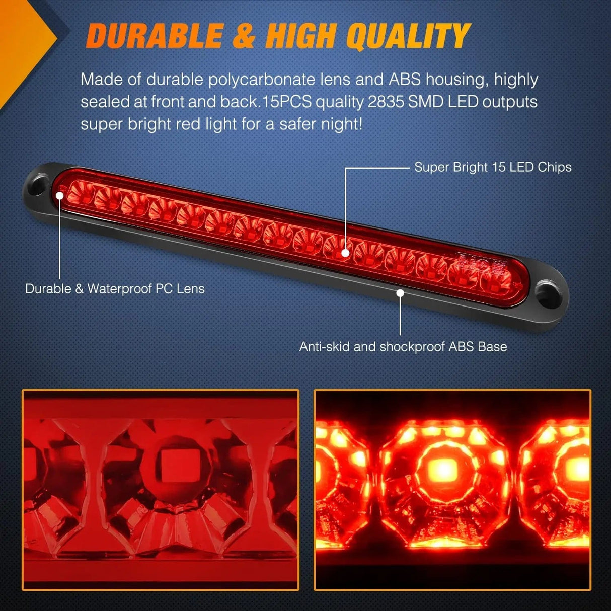 LED ID Bars 10 Inch 15 LEDs Red Trailer Light Bar (Pair)