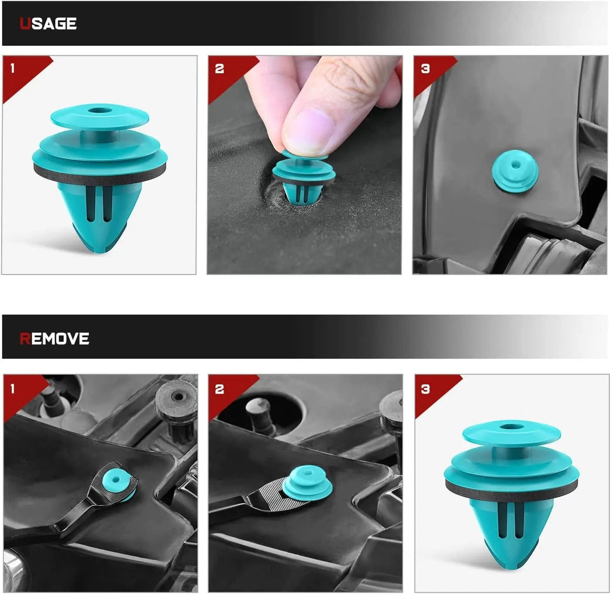 retainer clips 100 Pcs Head 18.4mm Hole 9mm Trim Door Panel Retainer Clips, Car Push Fastener Clips for Corolla Camry Sequoia Tundra Tacoma, Replace 90467-10188, 90467-A0005