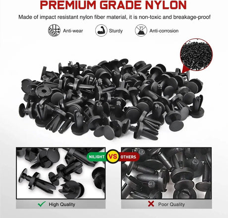 100 Pcs Head 18.5mm Hole 8mm Push-Type Fender Liner Retainer Clips Replacement for Chrysler 6504521, 04575412AF Jeep Liberty Grand Caravan Dodge Charger Grand Caravan Nilight