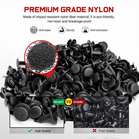 100 Pcs Hole 7mm 8mm 10mm Car Retainer Clips Nylon Push Expansion Screws Replacement Kit, Bumper Fastener Rivet Clips for Honda, Acura, GM, Ford, Chrysler Nilight