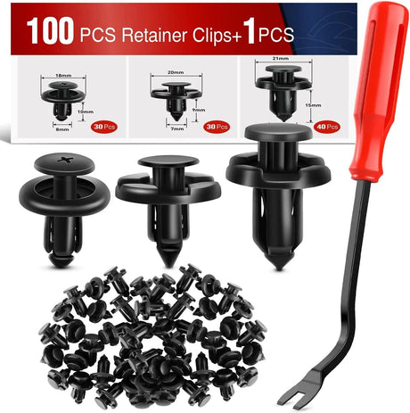 100 Pcs Hole 7mm 8mm 10mm Car Retainer Clips Nylon Push Type Bumper Fastener Rivet Clips for Subaru 90914-0007, 90913-0067, 90914-0051 Nilight