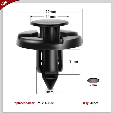 100 Pcs Hole 7mm 8mm 10mm Car Retainer Clips Nylon Push Type Bumper Fastener Rivet Clips for Subaru 90914-0007, 90913-0067, 90914-0051 Nilight