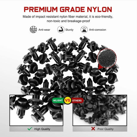 100 Pcs Hole 7mm 8mm 10mm Car Retainer Clips Nylon Push Type Bumper Fastener Rivet Clips for Subaru 90914-0007, 90913-0067, 90914-0051 Nilight