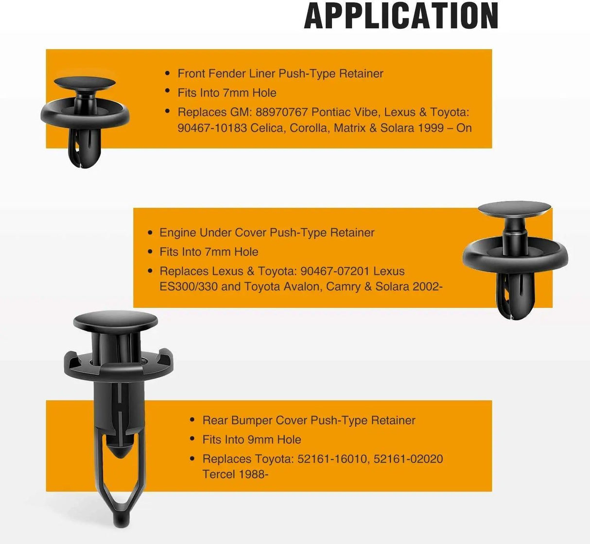 retainer clips 100 Pcs Hole 7mm 9mm Car Push Retainer Clips Kits For Toyota GM