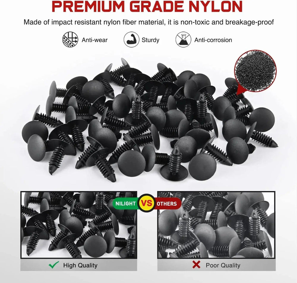 retainer clips 100 Pcs Hole 8mm Bumper Rivet Fender Clips for GM 1605396, 1595864 for Chrysler 6030441 for Ford 388577S
