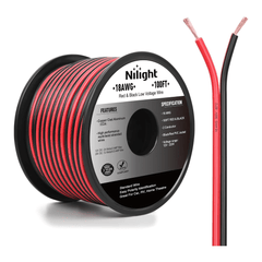 18AWG 100FT Copper Clad Aluminum Wire 18/2 Gauge Red Black CCA Electrical Cable 2 Conductor Parallel 12V/24V DC Flexible Extension Cords