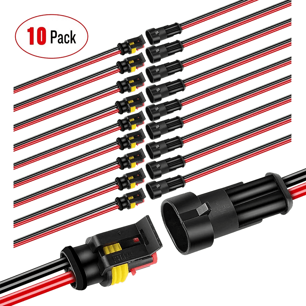 Wiring Harness Kit 10Pack 16AWG 2-Pin Way Waterproof Wire 1.5mm Series Terminal Connector