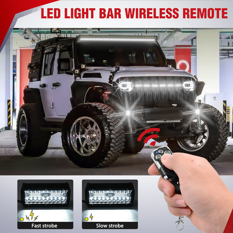 Nilight Remote Wiring Harness for LED Light Bar Wireless Strobe Flash Work Driving Lights 12V 20A 14AWG Controller 5PIN Switch Waterproof Power Relay Blade Fuse-1 Lead