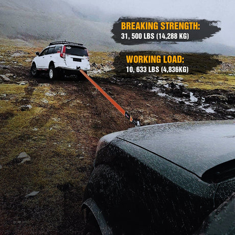 Shackle Recovery Ring 3 x 20Inch Recovery Tow Strap with Anti-Theft D-Ring Shackles