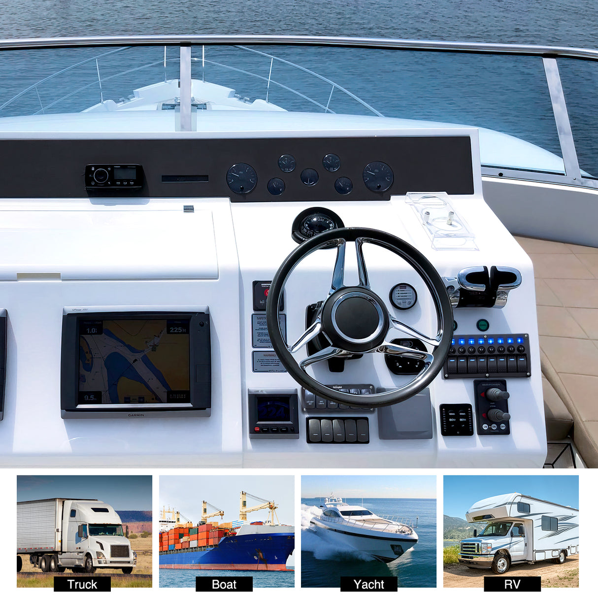 Nilight 8 Gang Rocker Switch Panel Waterproof Pre-Wired Marine with Resettable Circuit Breaker LED Backlight 5A 10A 15A Breakers 12V 24V ON Off 3 PIN Toggle Switches for Car Truck Boat RV