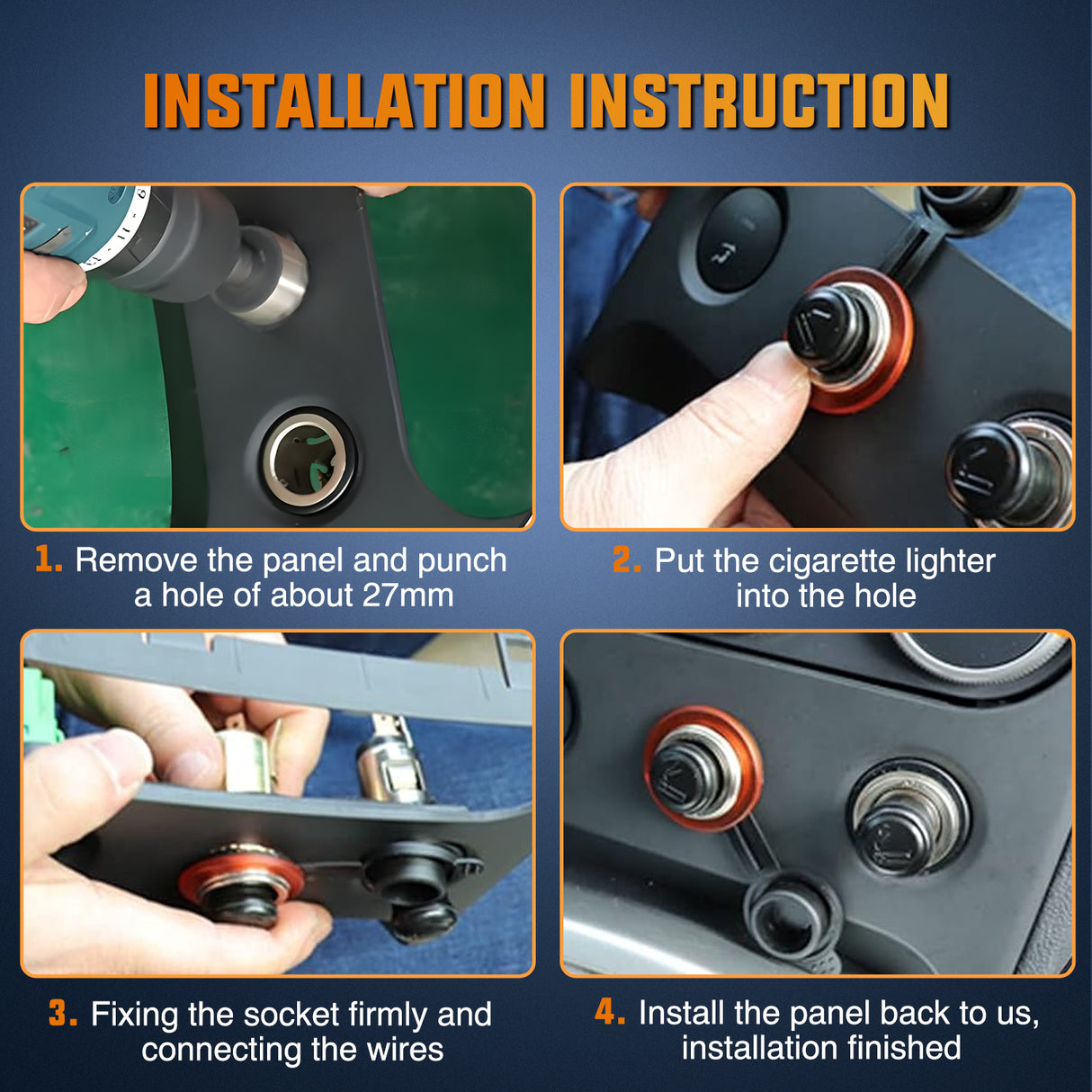 Nilight 12V Cigarette Lighter Car Replacement Socket with Terminals Wires Built-in Fuse auto cigarette lighter adapter push button car accessory replacement plug for Car Truck RV ATV UTV Marine Boat